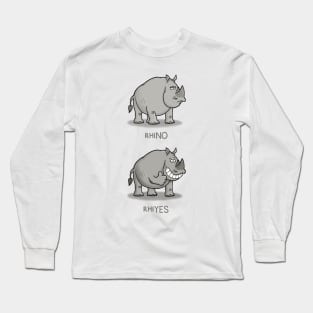 Rhino Pun Cartoon Long Sleeve T-Shirt